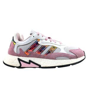 Adidas Men's Size 7 Tresc Run J White Pink Iridescent Lace-Up Sneakers Shoes